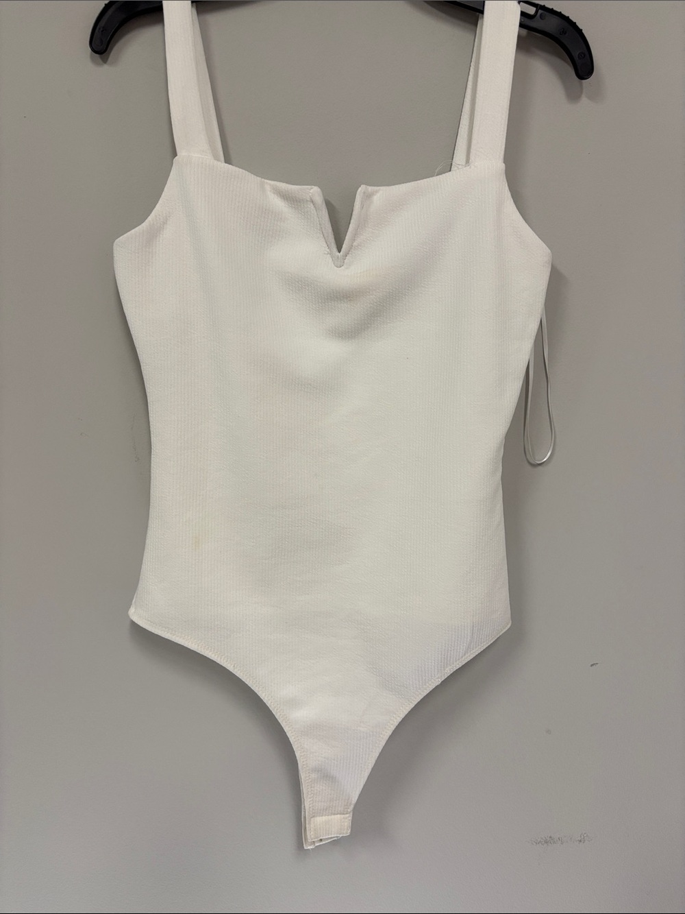 TCEC White V-Notch Ribbed Bodysuit